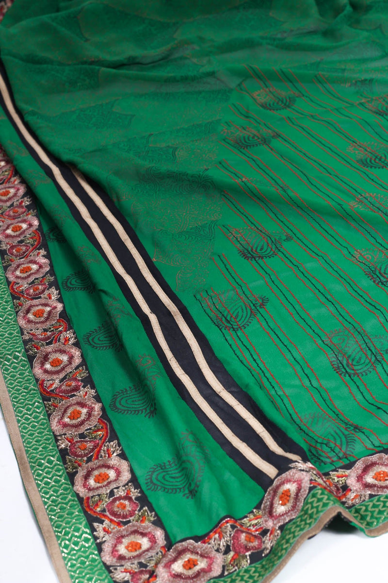 Green Georgette Saree