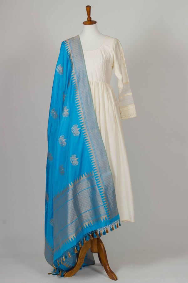 Blue Benarasi Silk Dupatta