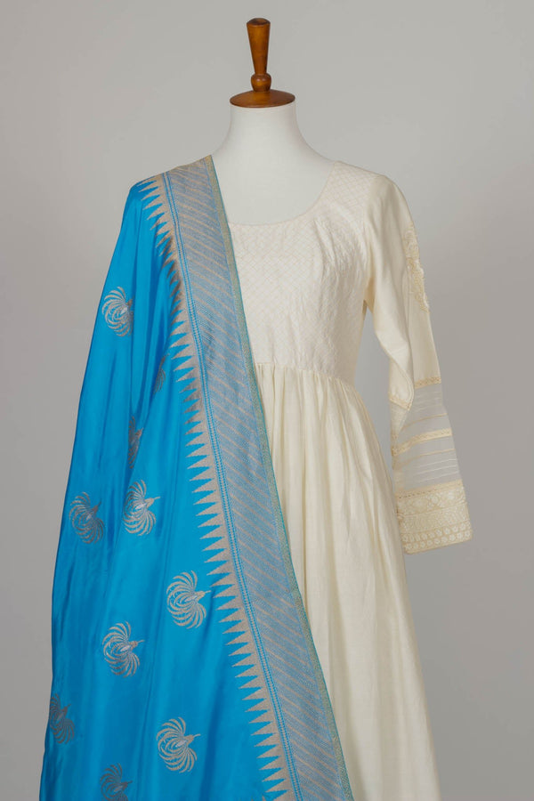 Blue Benarasi Silk Dupatta