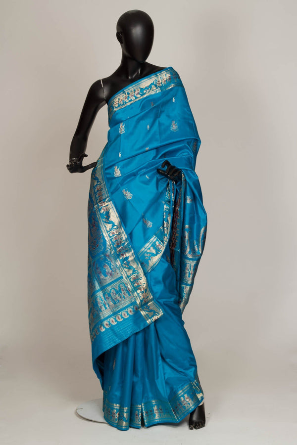 Blue baluchari saree