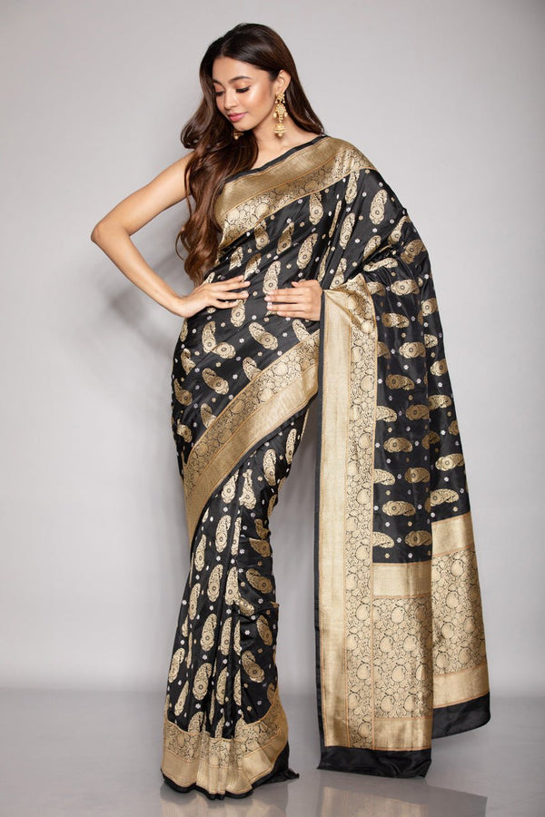 Black Karwa Benarasi Silk saree