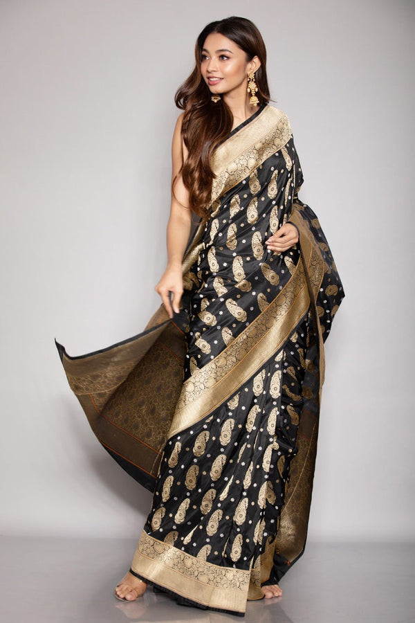 Black Karwa Benarasi Silk saree