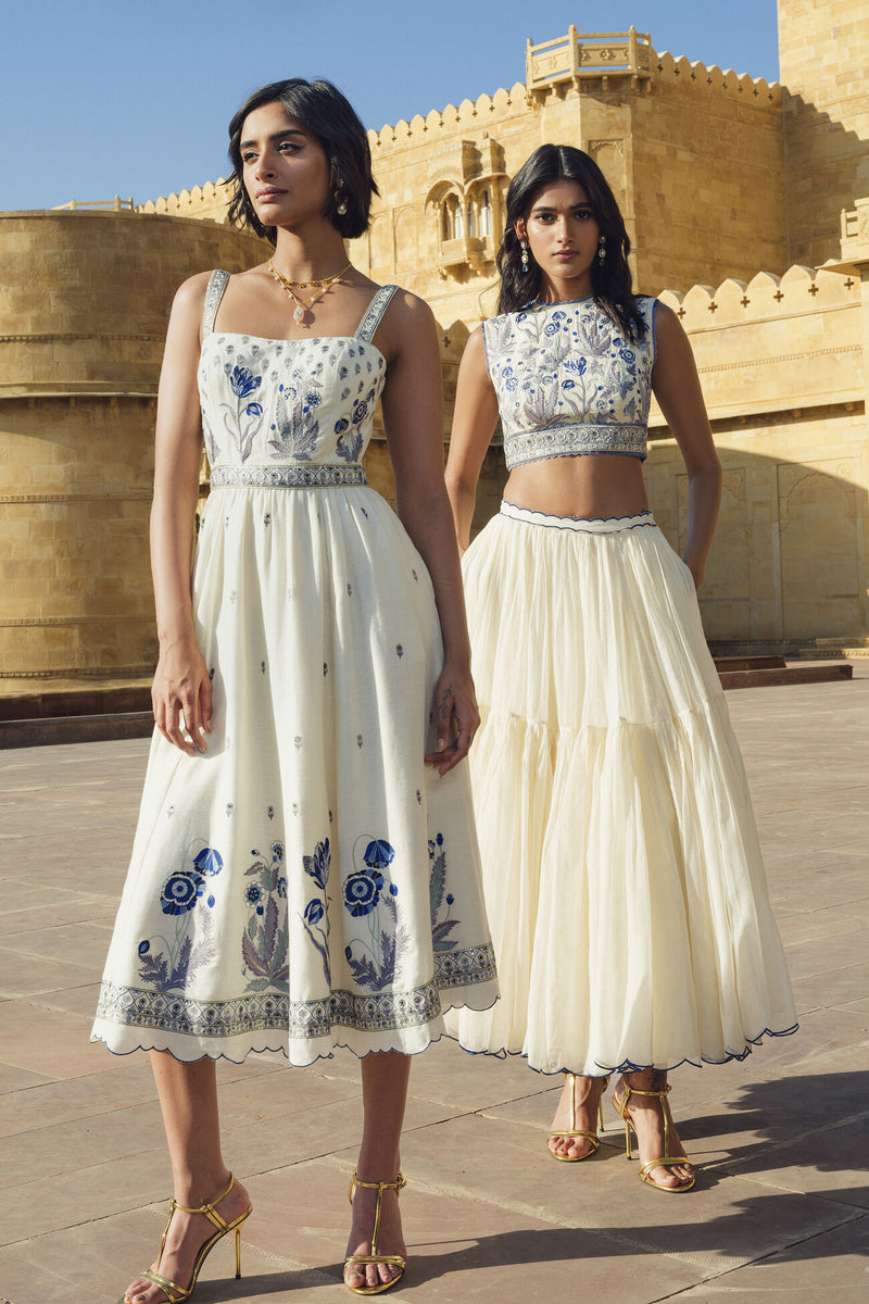 Emalia Embroidered Linen Dress - Natural