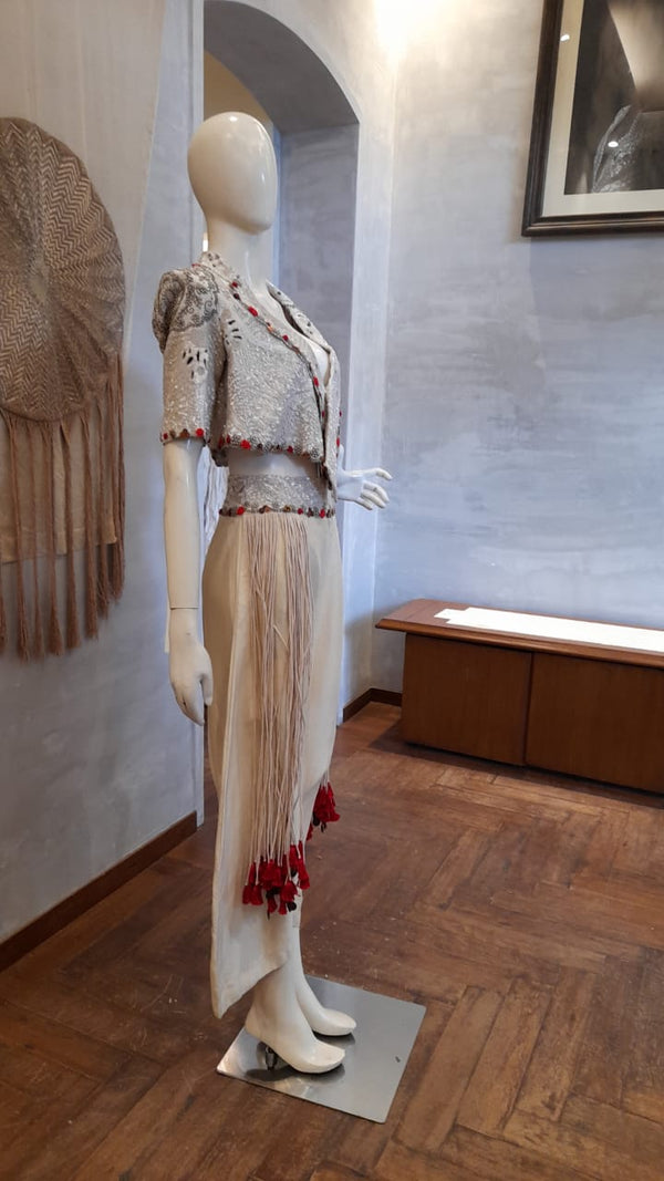 Anamika Khanna Assymetric Short Jacket and Skirt Set