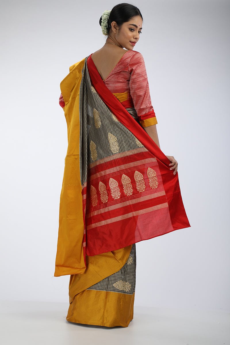 Gingham Benarasi Silk Saree