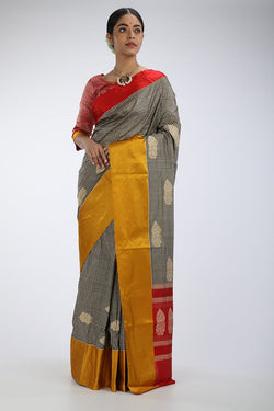 Gingham Benarasi Silk Saree