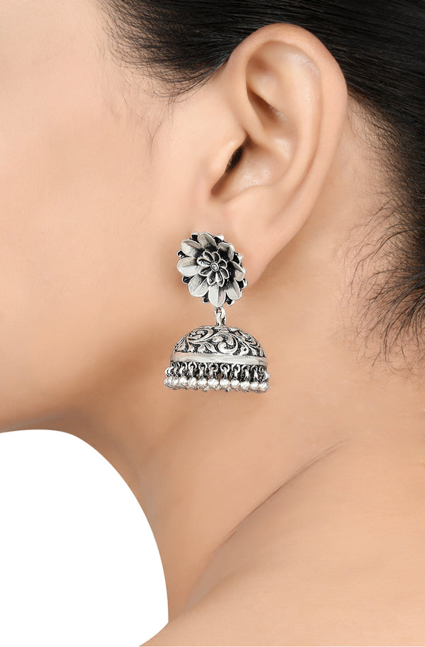 Silver Rudrakshi Jhumki Earrings