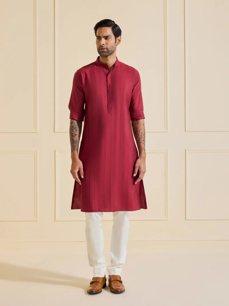 The Discerning Maroon Majesty Kurta