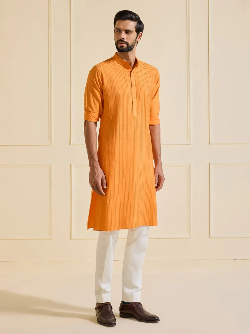 The Tangerine Symphony Kurta