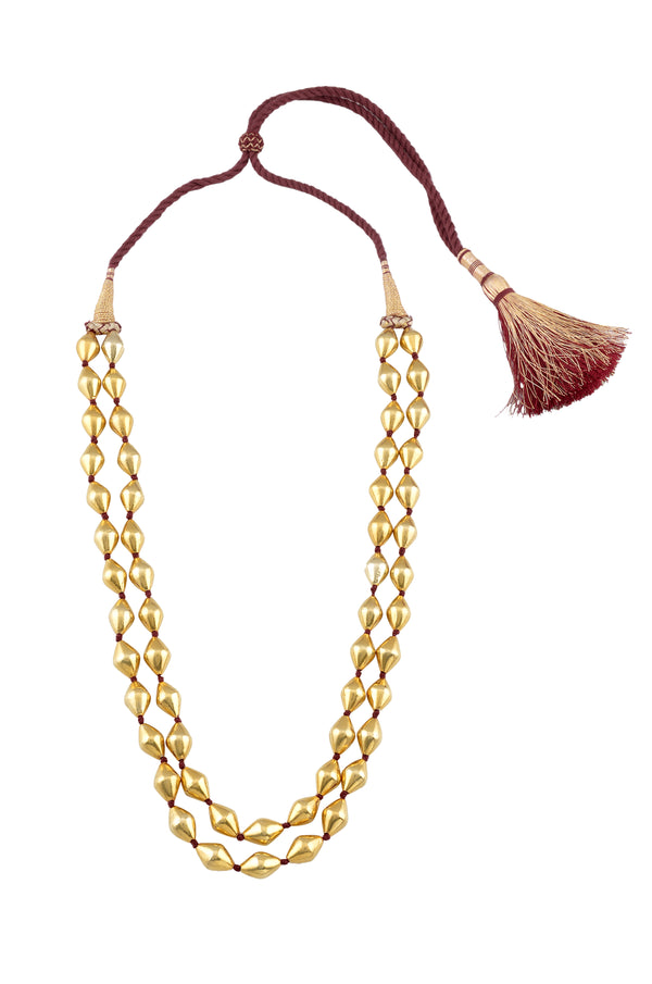 Two layer silver gold plated dholki necklace