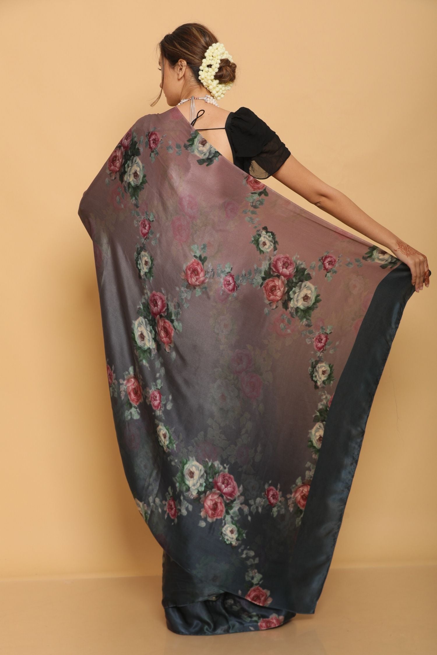 Printed Satin Saree