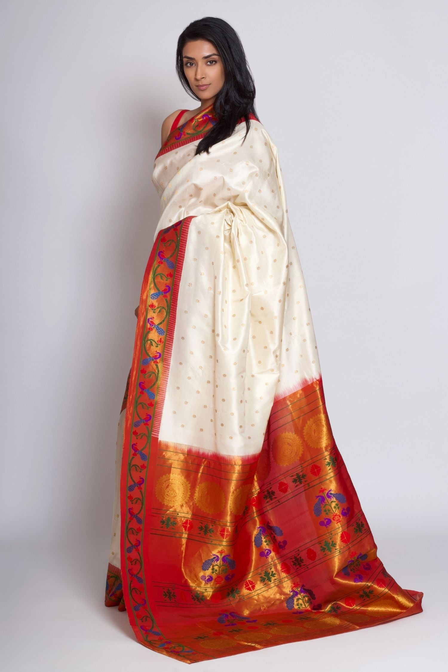 White Paithani Saree