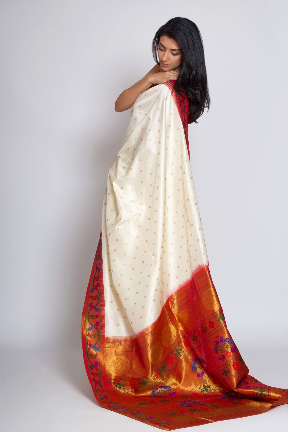 White Paithani Saree