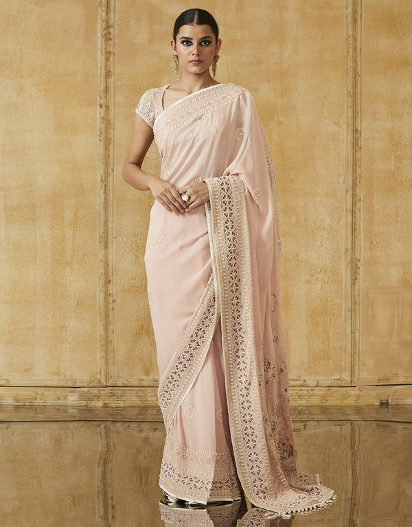 Embroidered Georgette Saree With Blouse