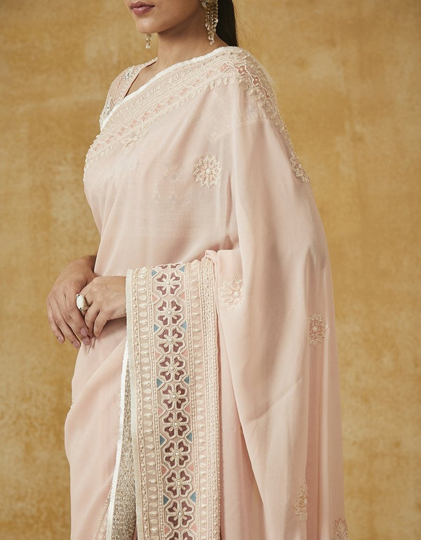 Embroidered Georgette Saree With Blouse