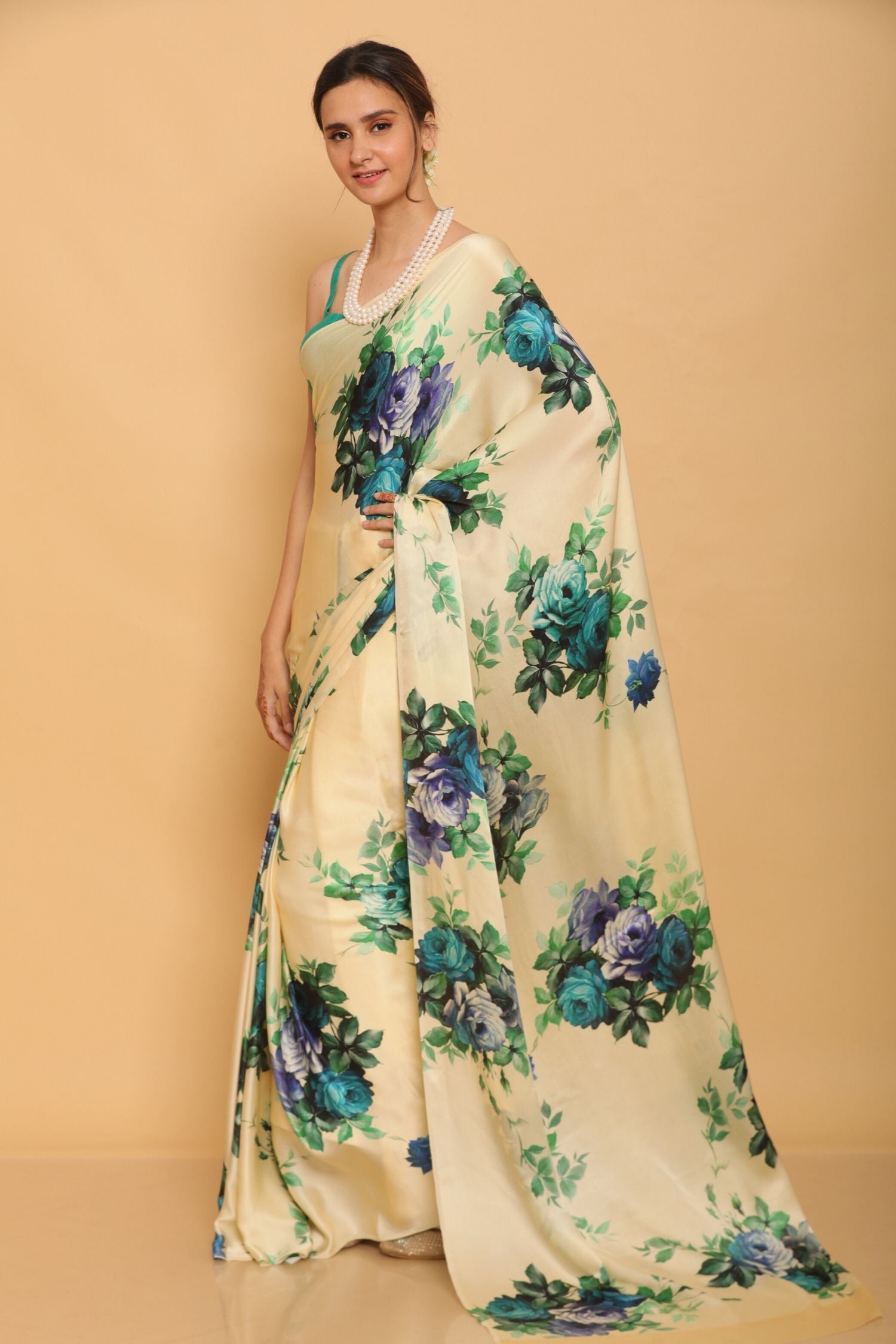 Printed Satin Saree