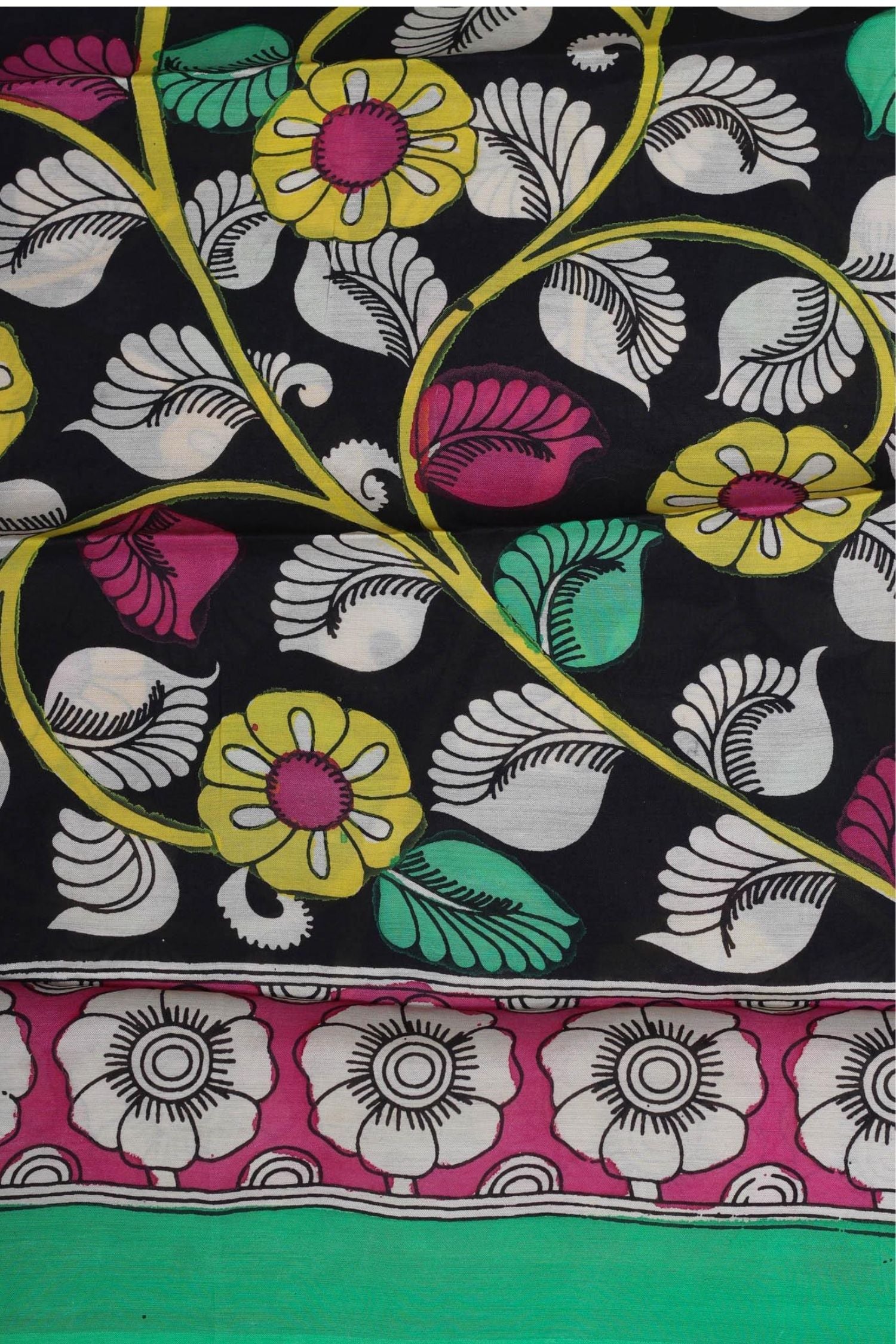 Beige chenoori silk kalamkari saree