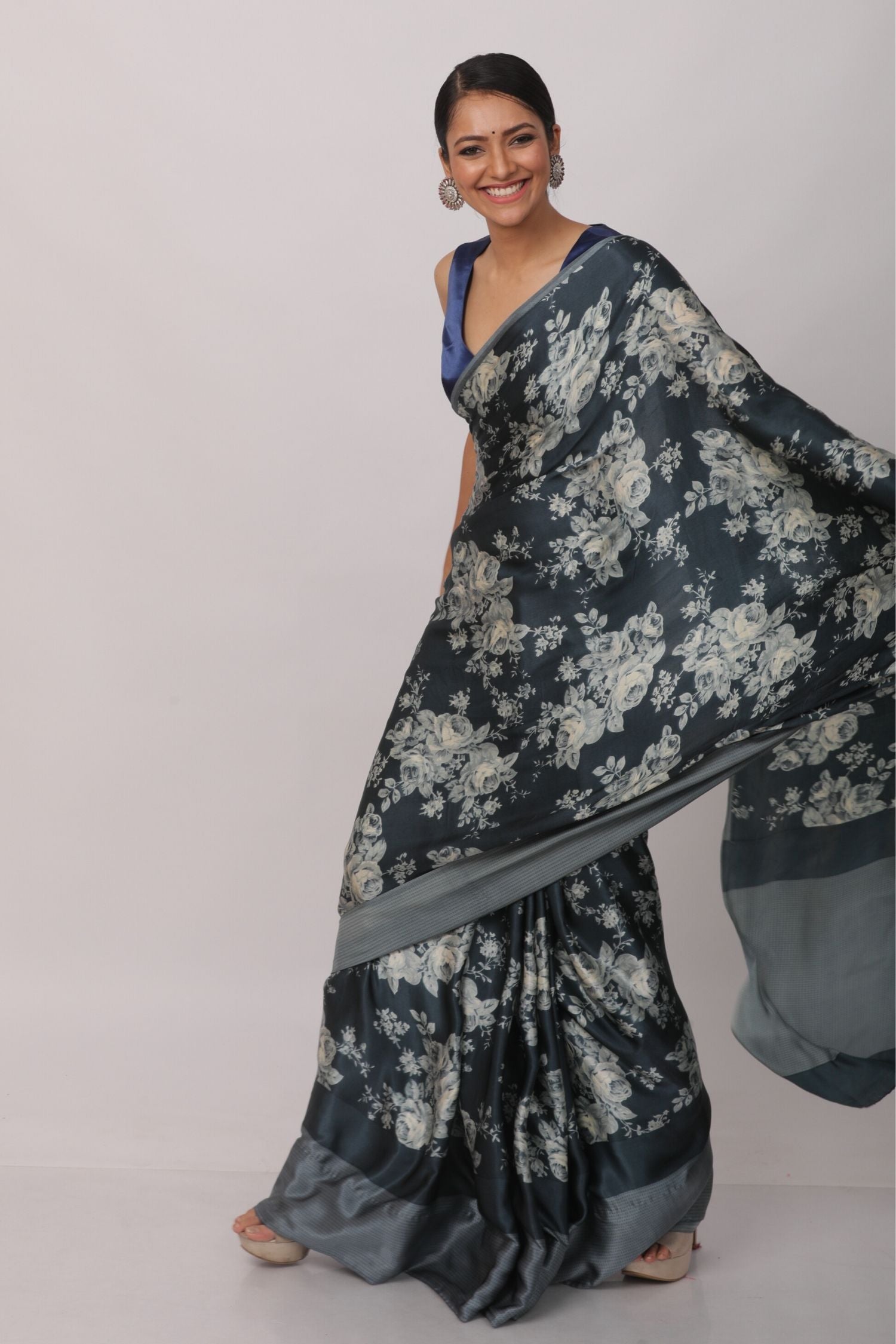 Printed Satin Saree