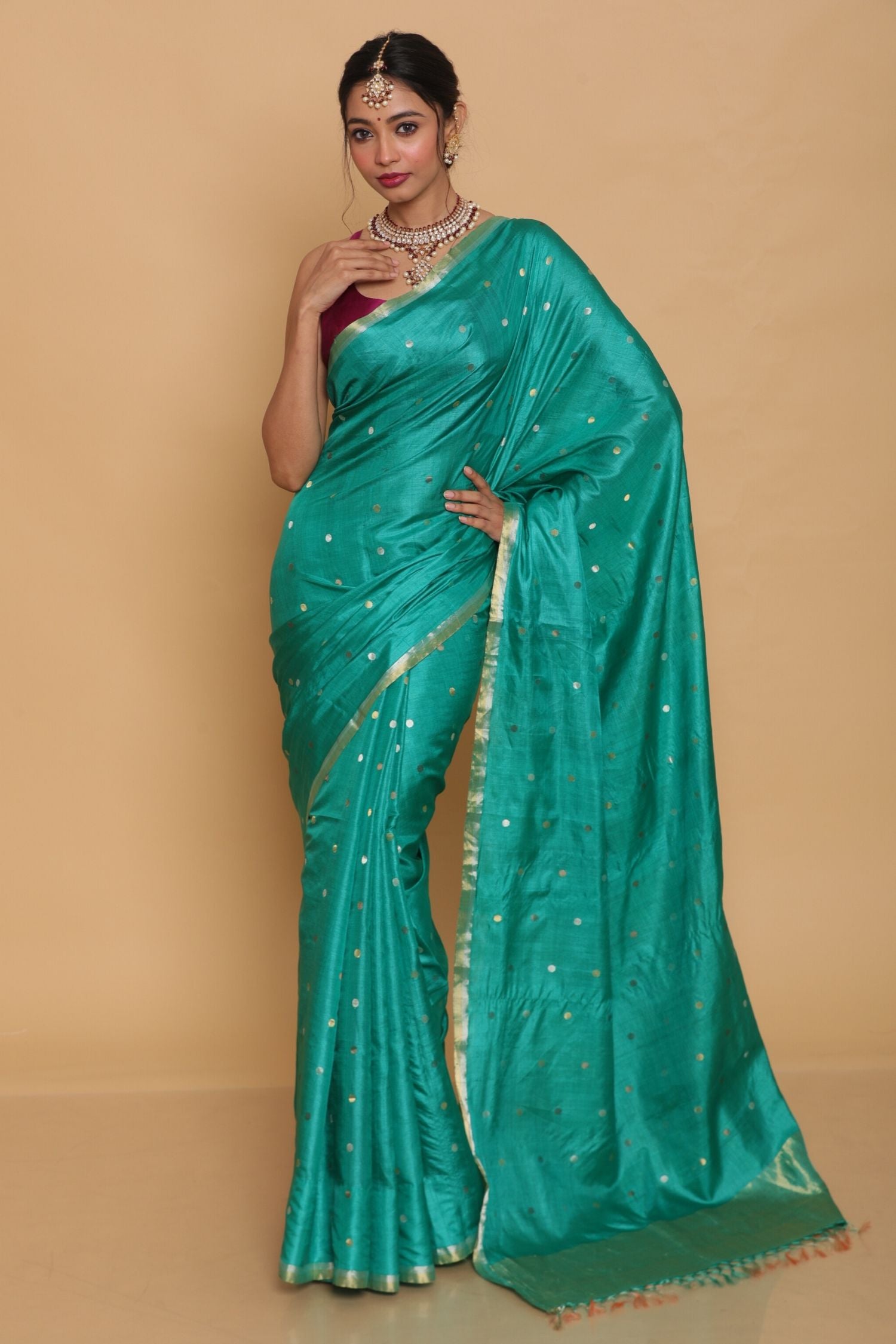 Green Tussar Saree