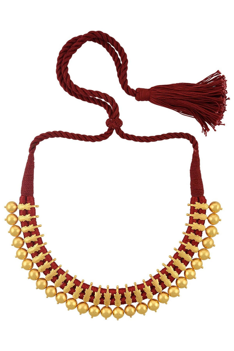 Silver Gold Plated Red Thread Kerala Necklace