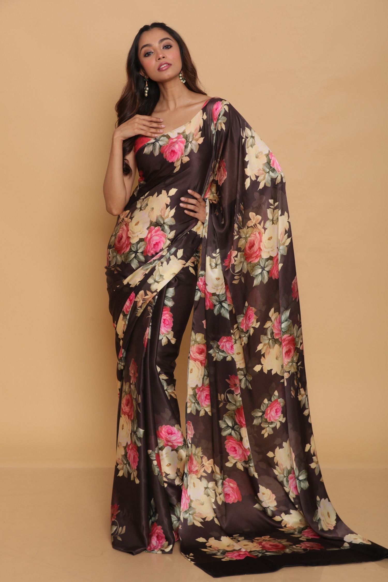Printed Satin Saree