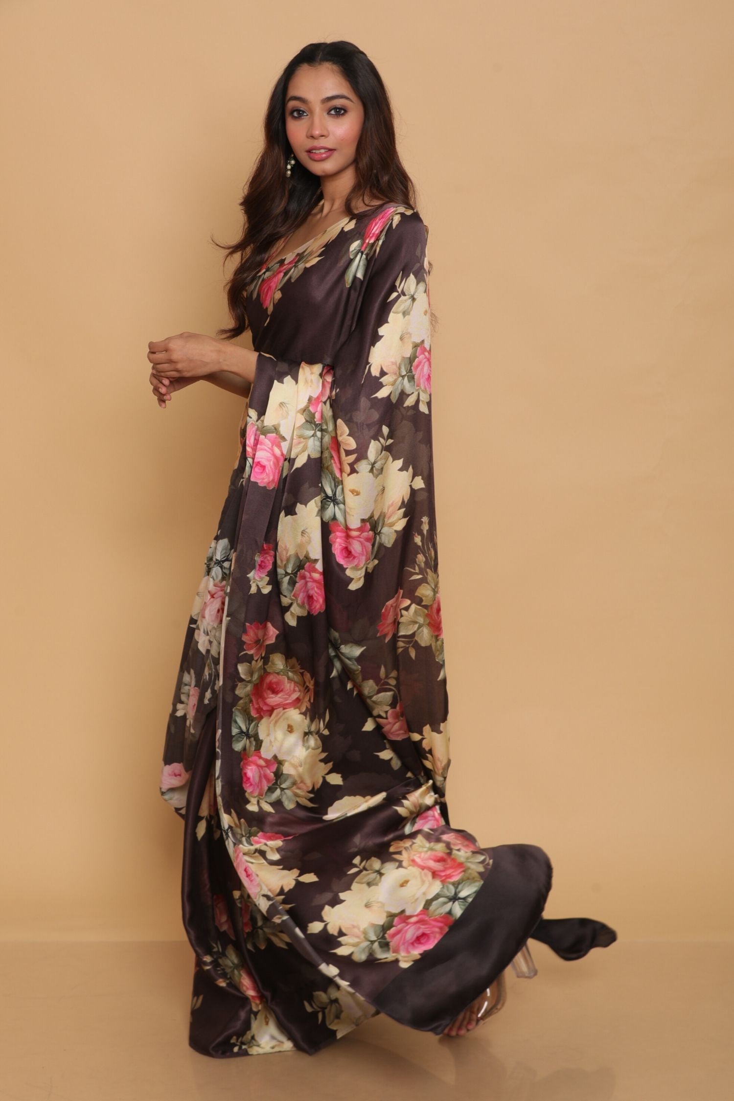 Printed Satin Saree