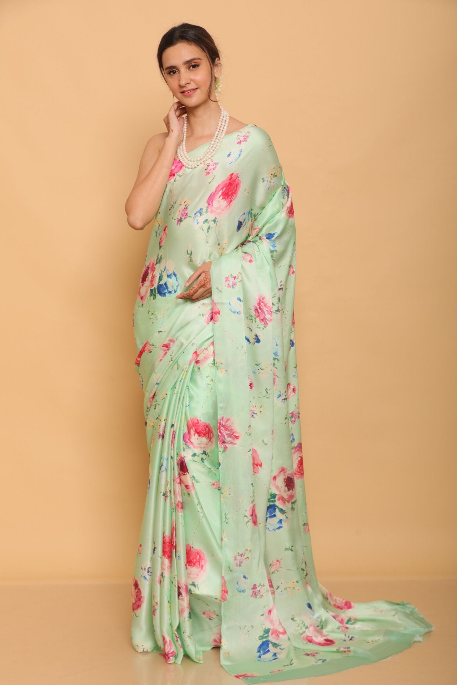 Printed Satin Saree