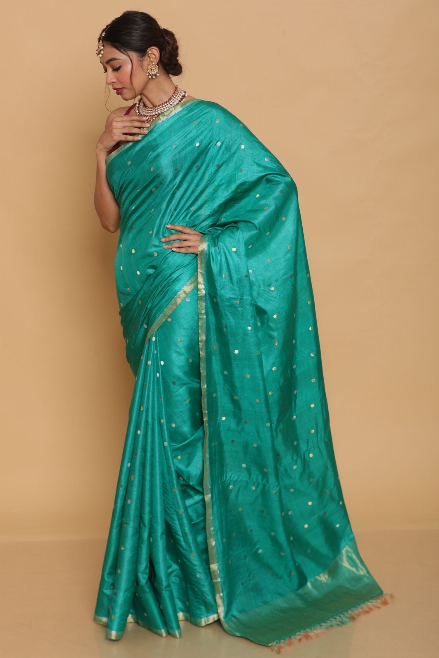 Green Tussar Saree