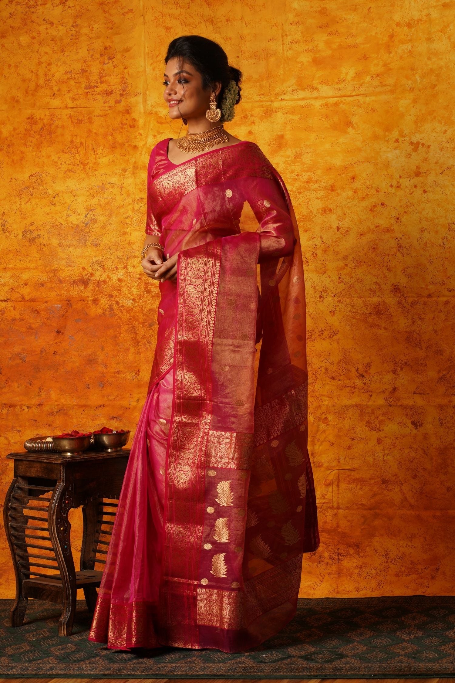 Pink Chanderi Saree