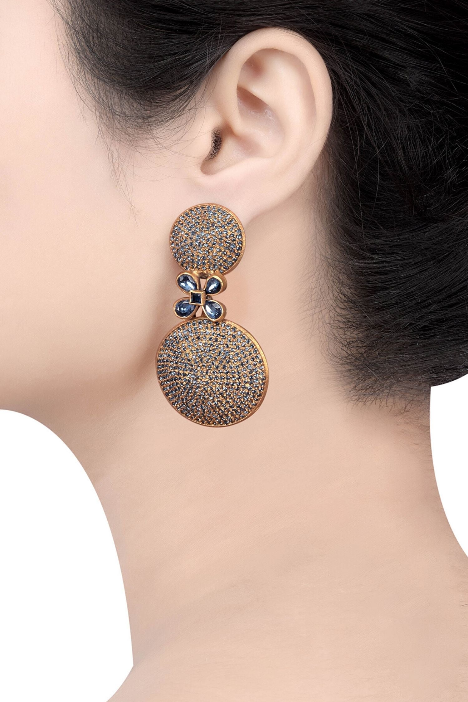 SWAROVSKI FLOWER DOME DARK FLASHY SILVER EARRINGS