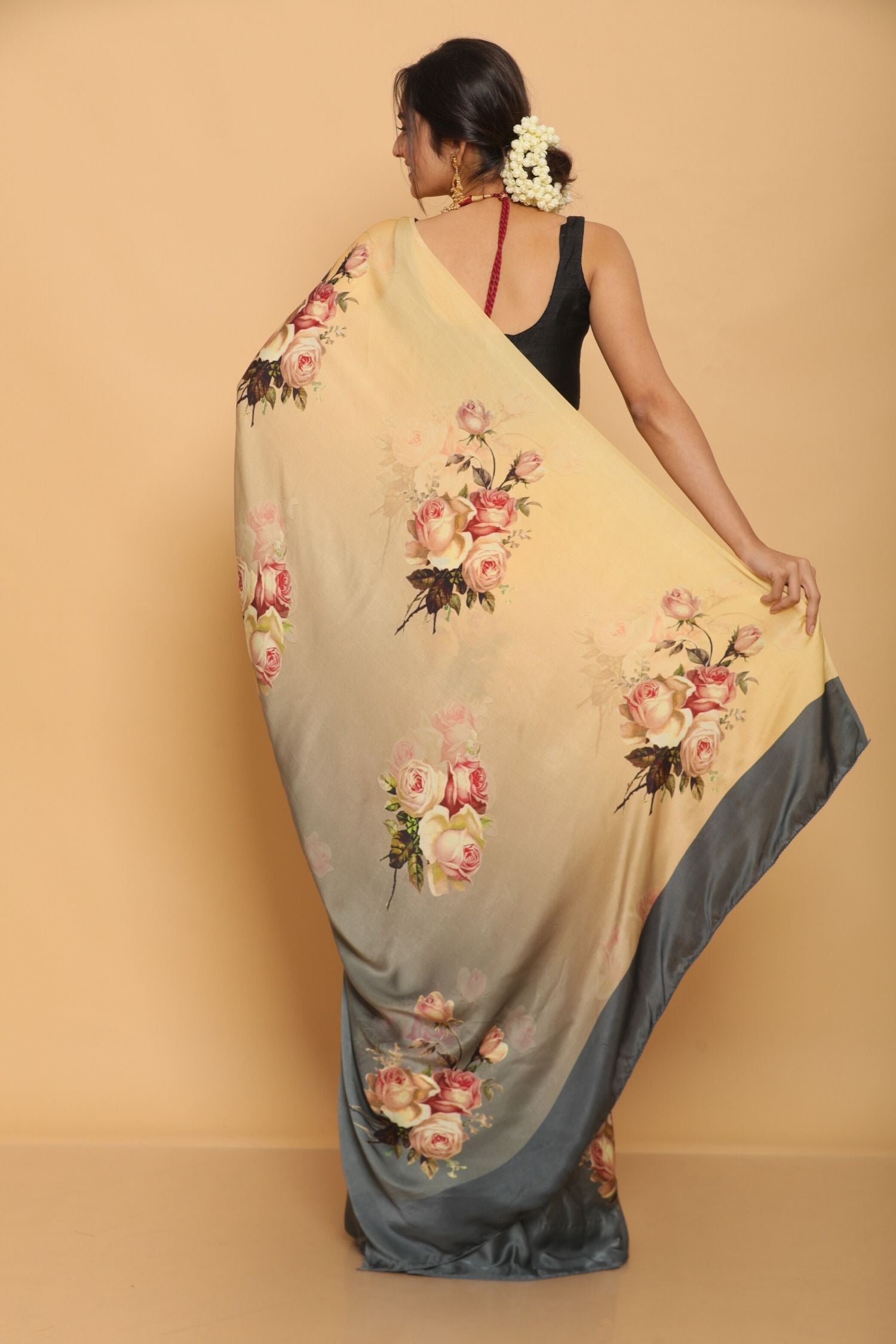 Printed Satin Saree