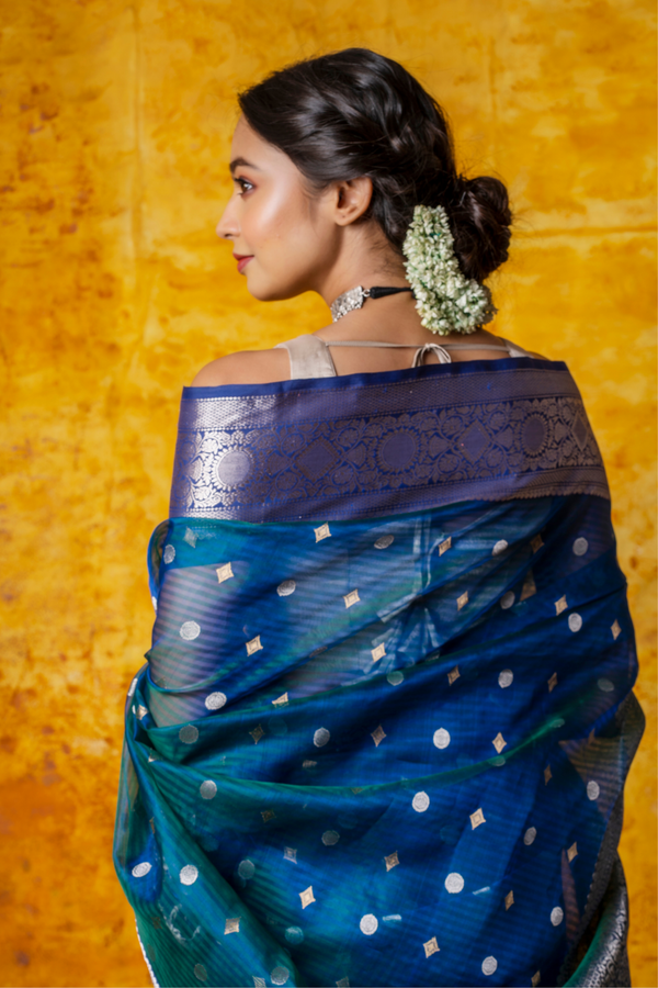 Blue Chanderi Saree