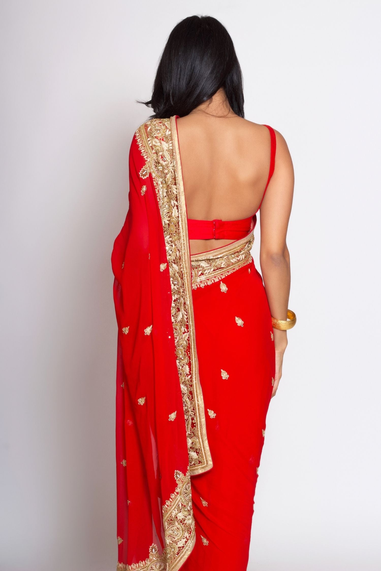 Red georgette saree