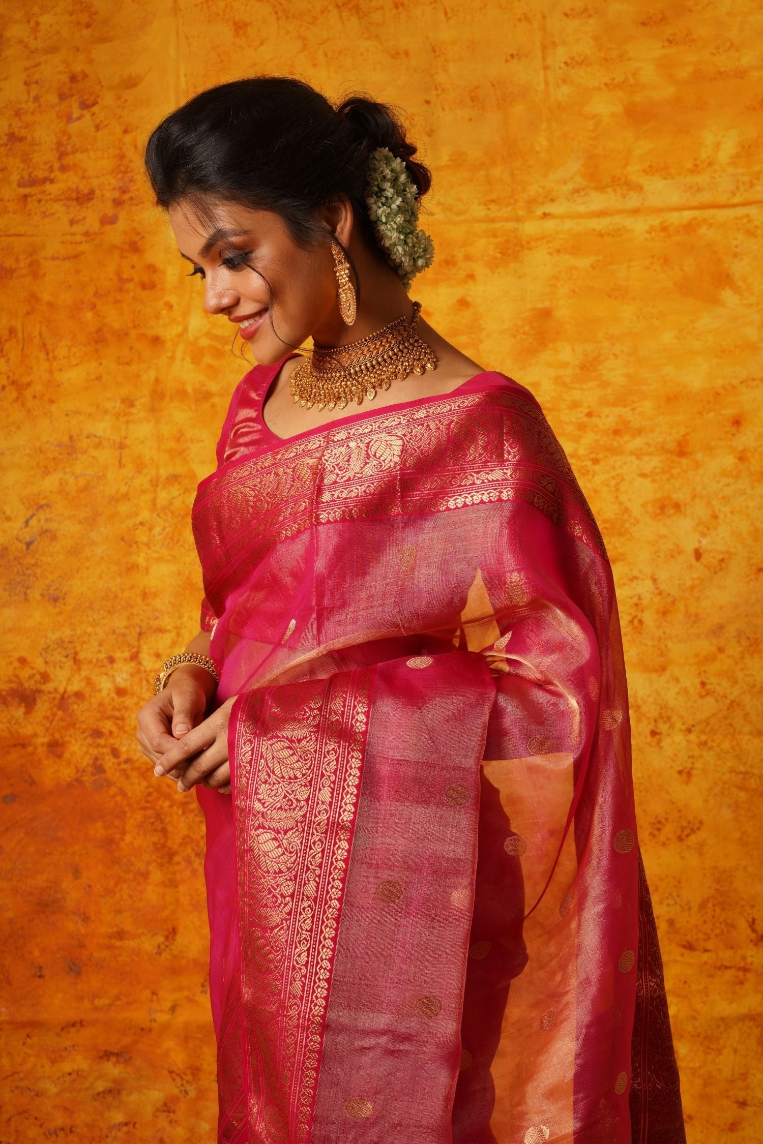 Pink Chanderi Saree