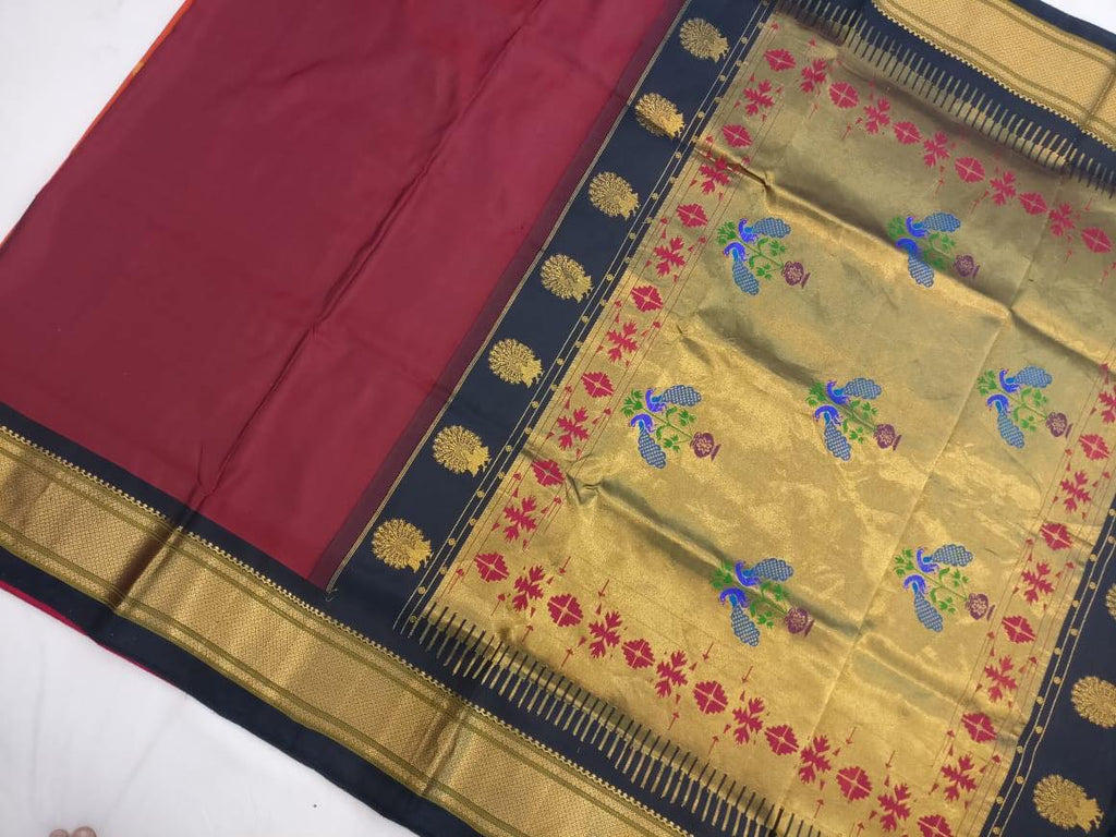 Buy Satrani Women'S Maroon and Golden Paithani Jacquard Silk Saree | sarees  for Women| saree | sarees Online at Best Prices in India - JioMart.