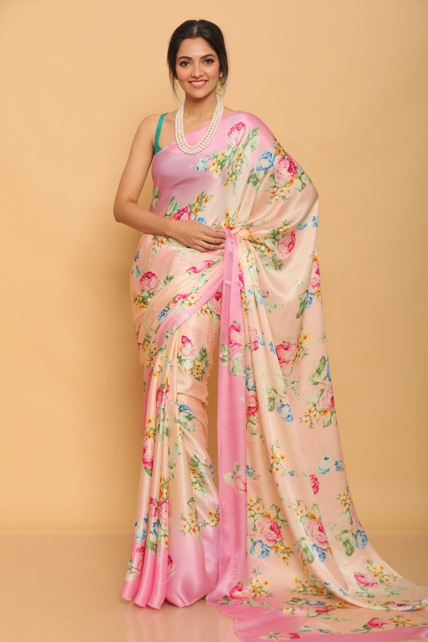 Printed Satin Saree