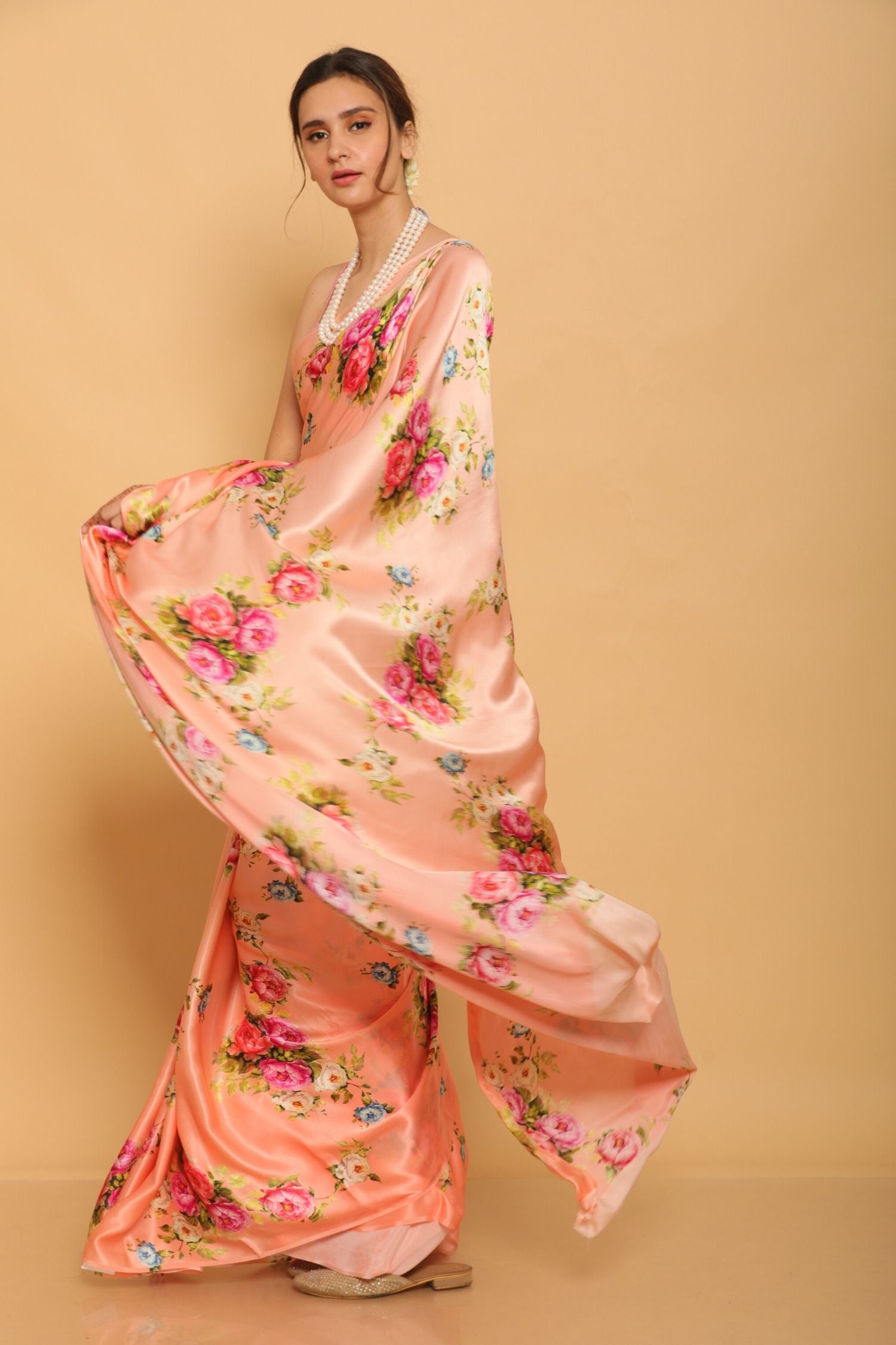 Printed Satin Saree