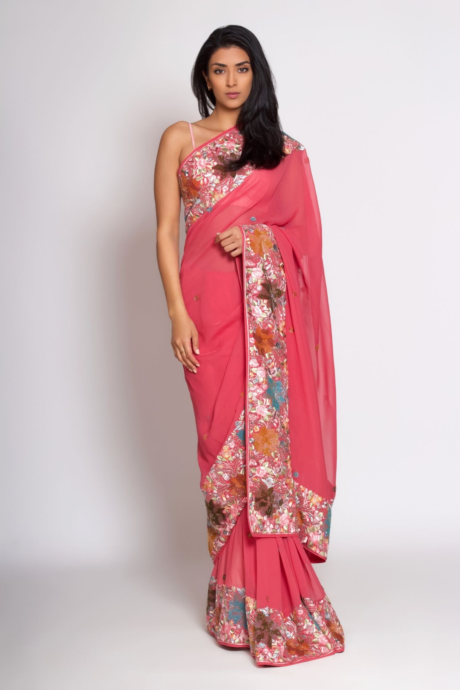 Sorbet Georgette Gara Parsi Saree