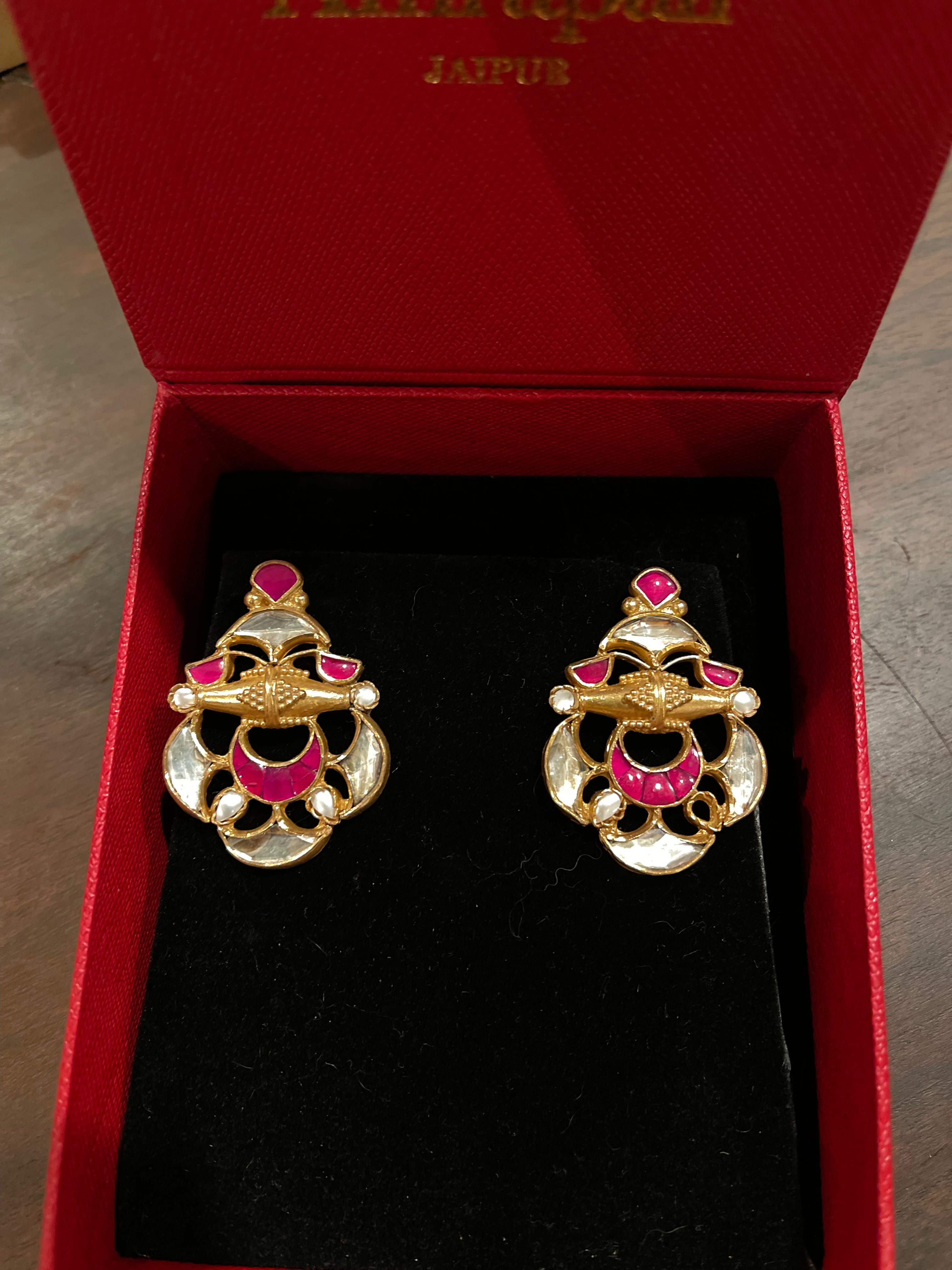 Silver Gold Plated Glass Earrings