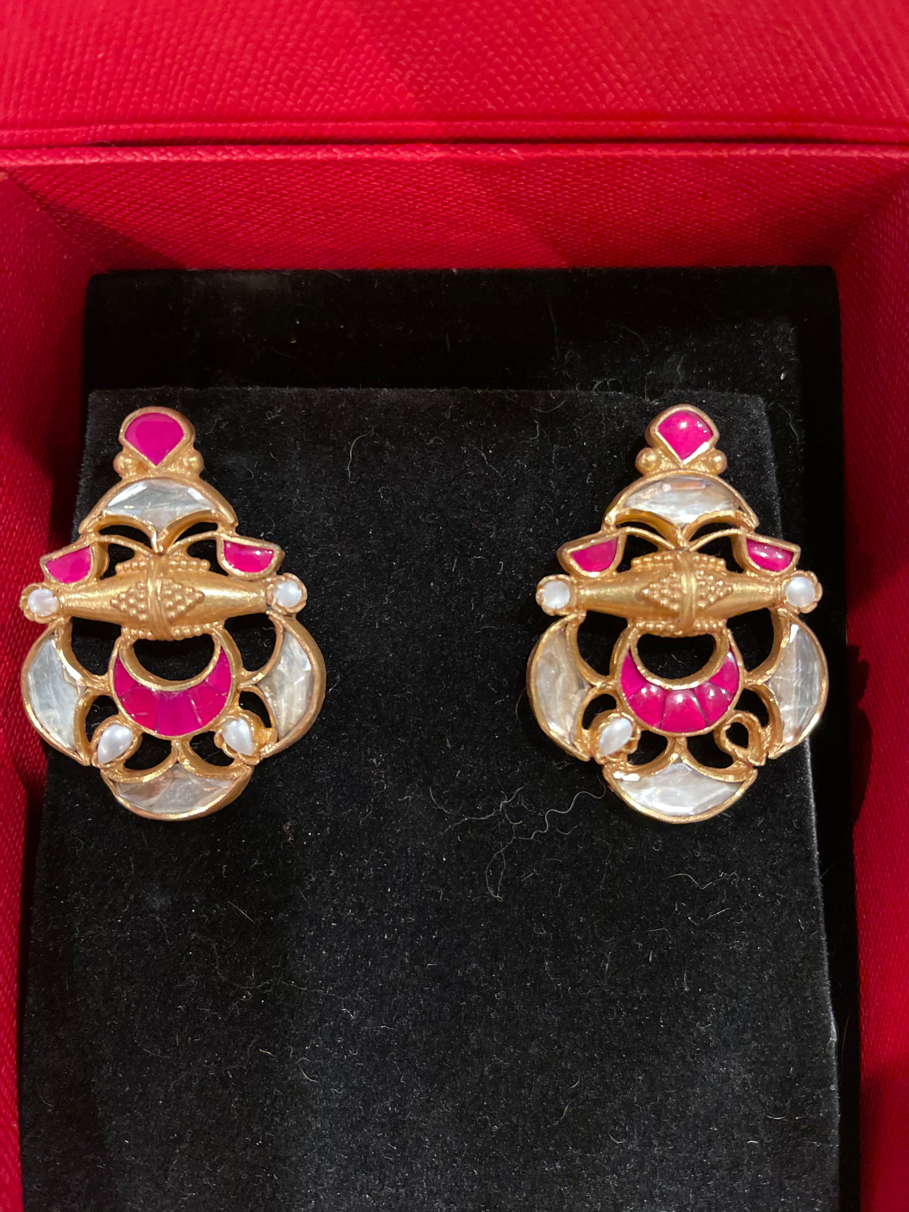 Silver Gold Plated Glass Earrings