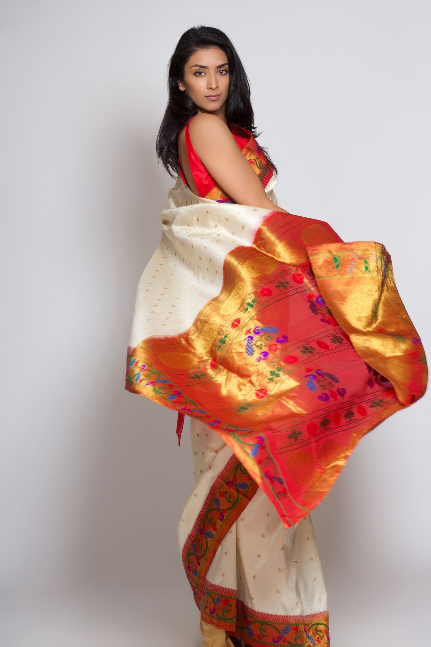 White Paithani Saree