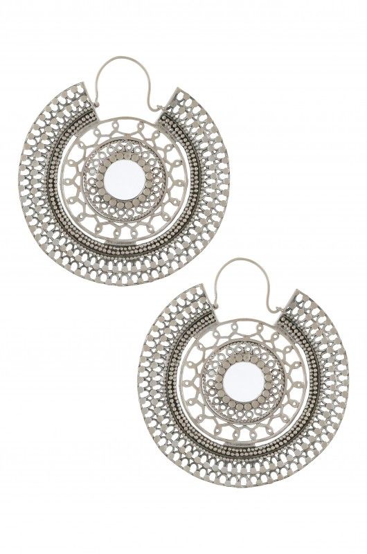 Crystal 3 Tier Circle Long Earrings, Silver | Fashion Jewellery Outlet