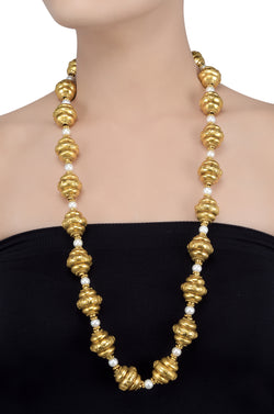 Silver Gold Plated Pearl Bead Necklace