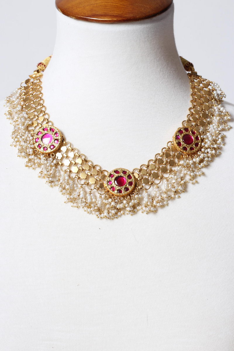 Silver Gold Plated Heena Necklace
