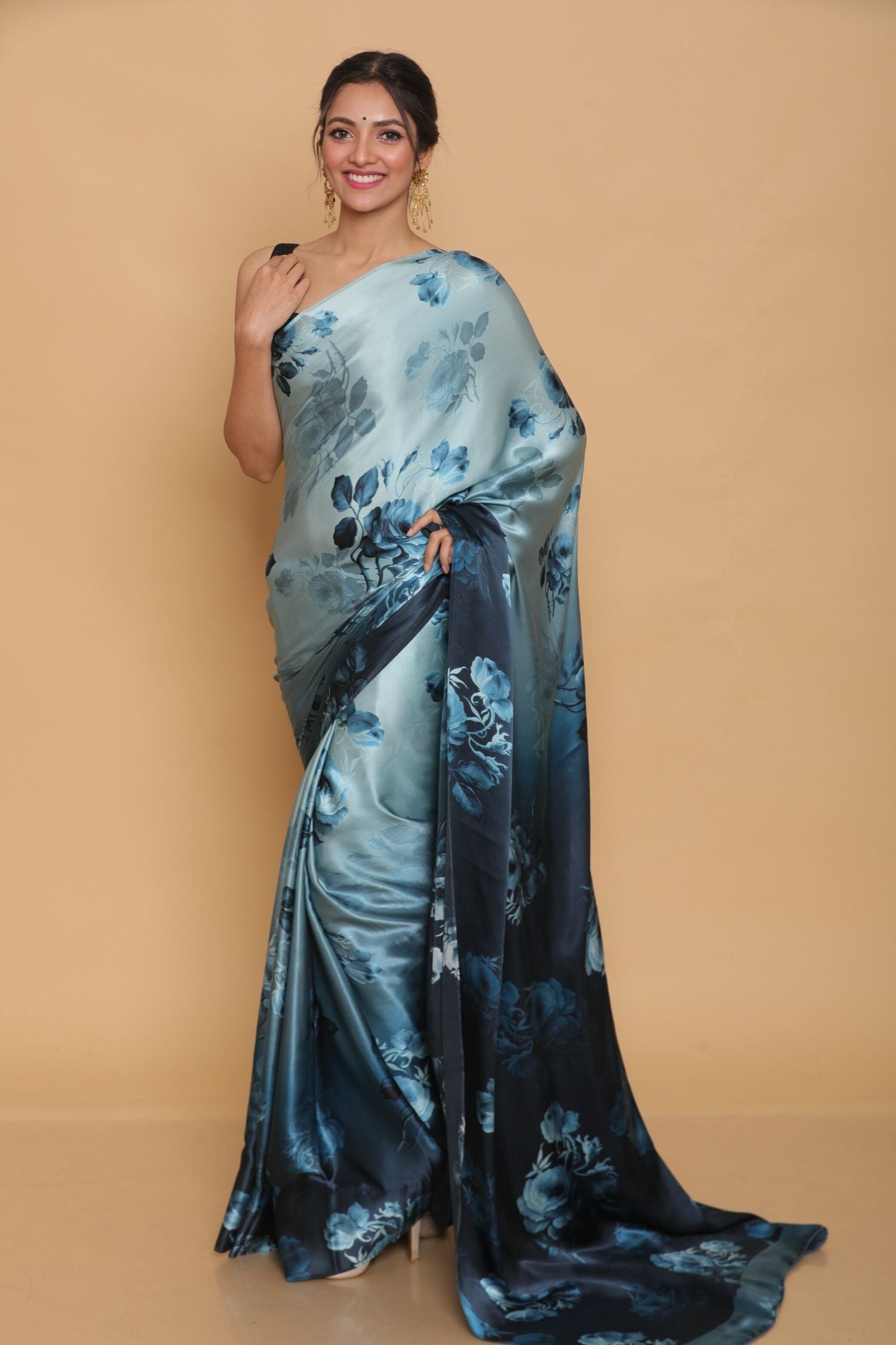 Printed Satin Saree