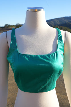 Green Satin Couture Blouse