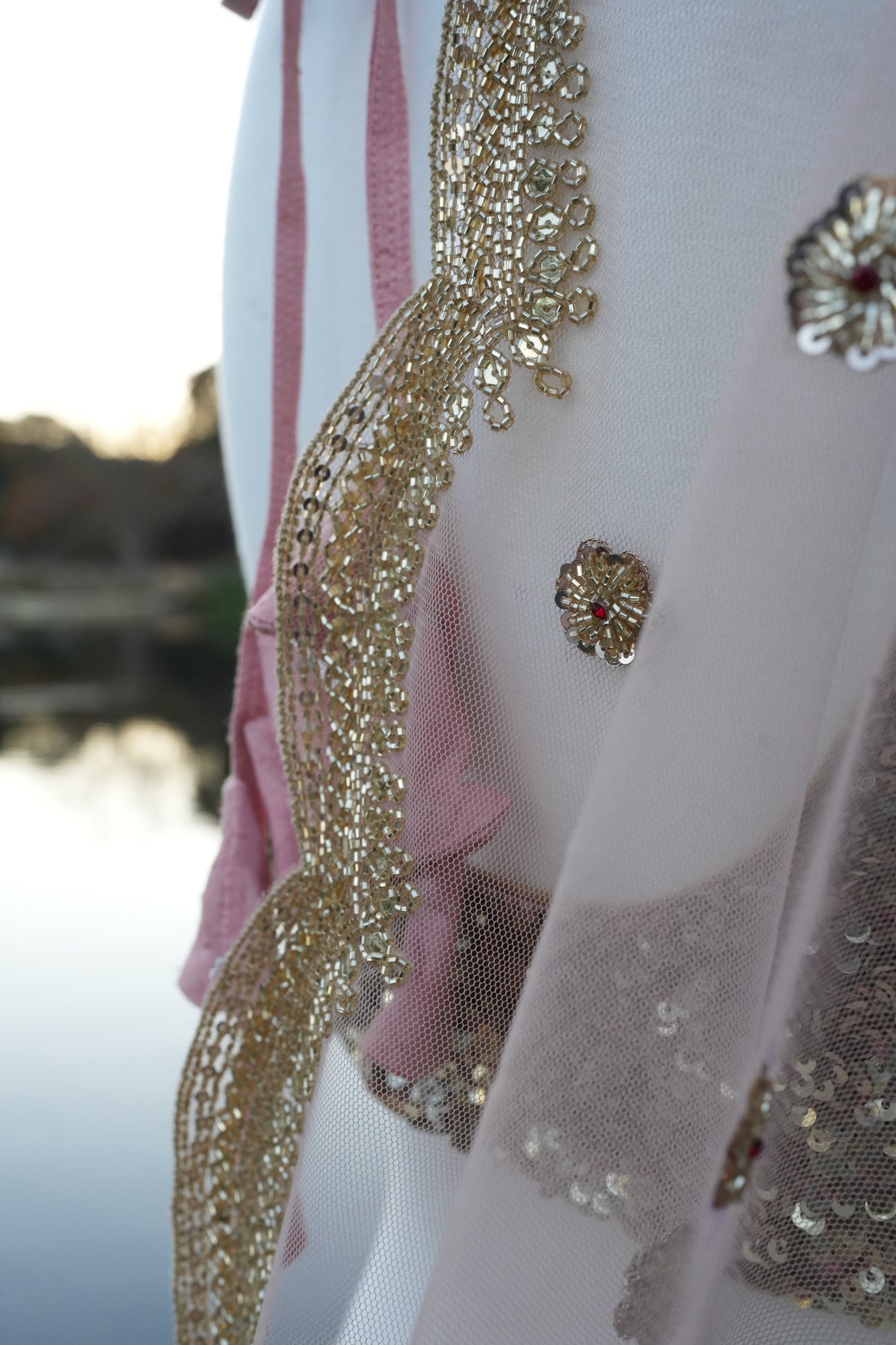Light pink tulle saree