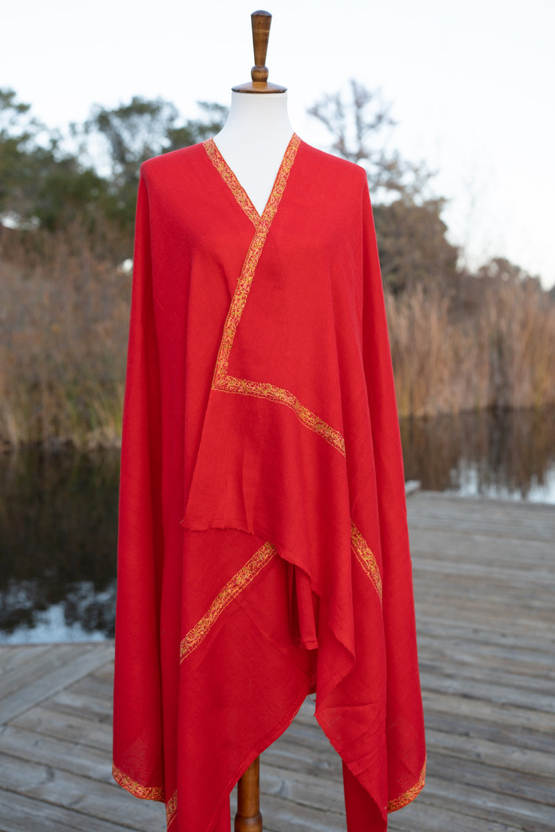 Red and Gold Pashmina Shawl