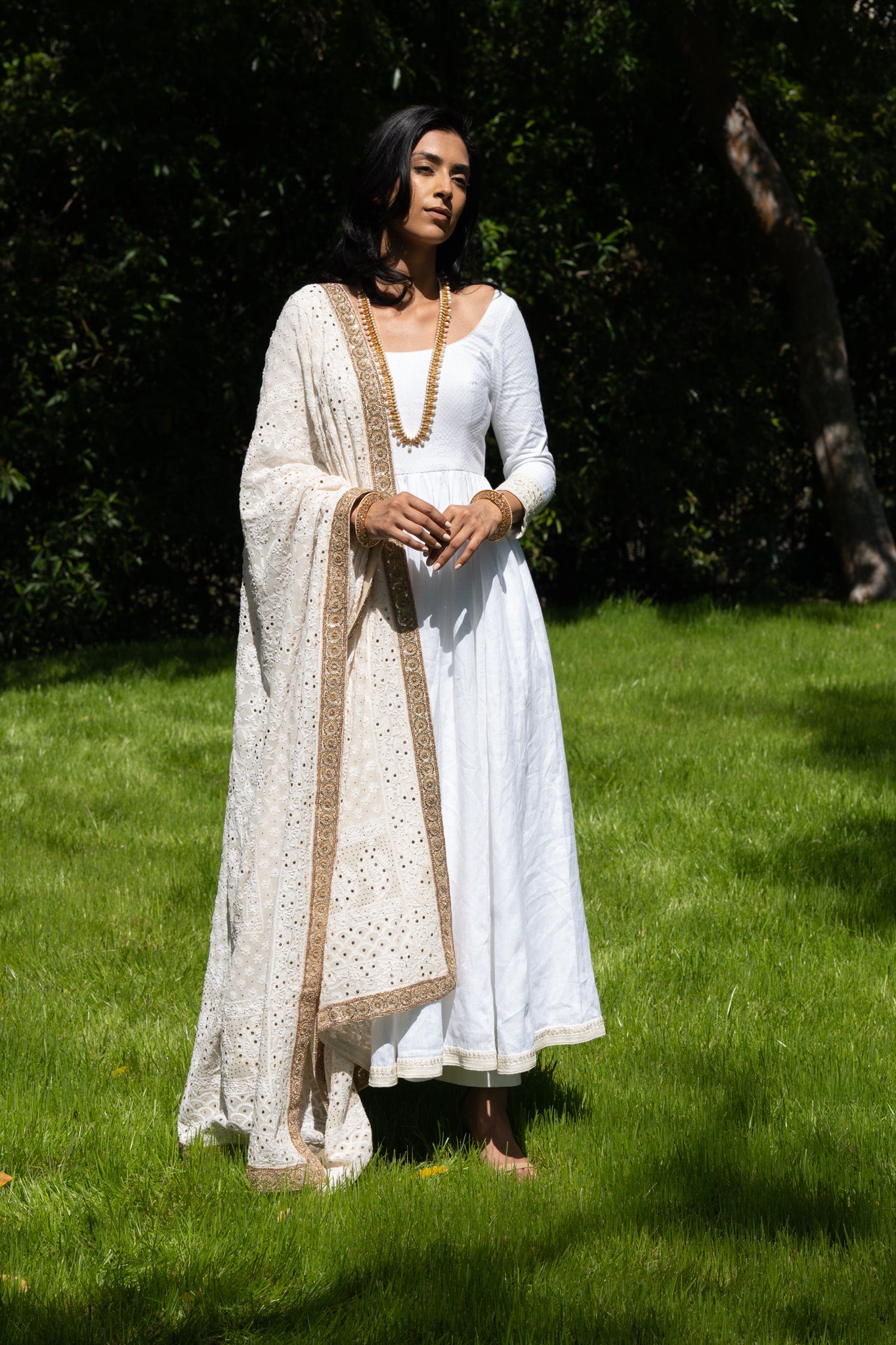 Ivory Chikankari Dupatta