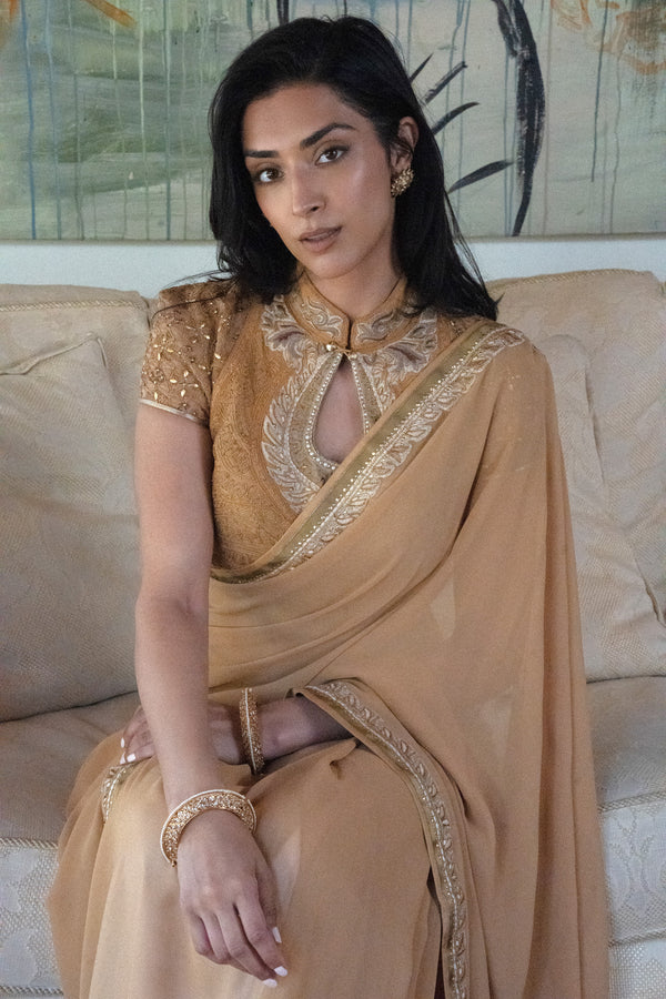 Tarun Tahiliani Georgette Saree with size medium blouse